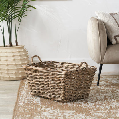 Tobs Grey Kubu Rattan Rectangular Storage Basket – Large