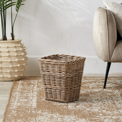 Tobs Grey Kubu Rattan Square Waste Paper Bin