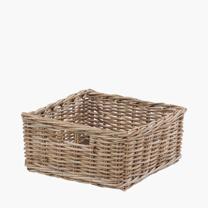 Tobs Grey Kubu Rattan Square Storage Basket