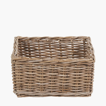 Tobs Grey Kubu Rattan Square Storage Basket
