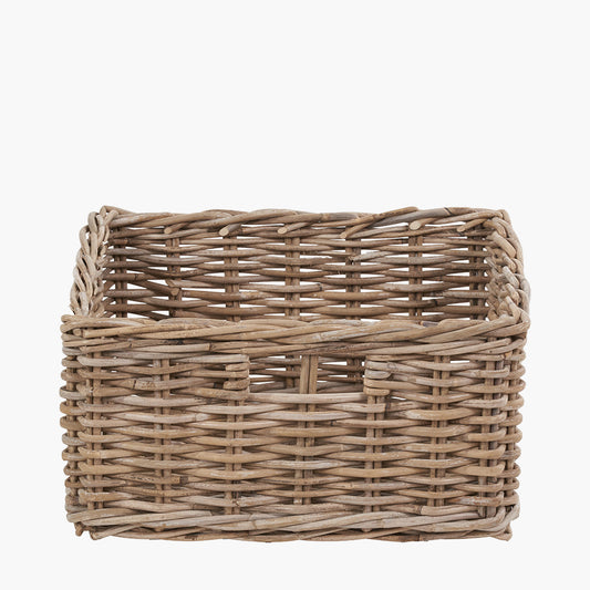 Tobs Grey Kubu Rattan Square Storage Basket