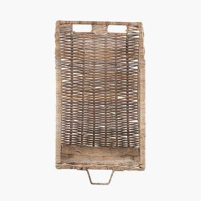 Tobs Set of 2 Grey Kubu Rattan Log Basket Trolleys – Stylish Wheeled Log Storage for Indoors or Outdoors