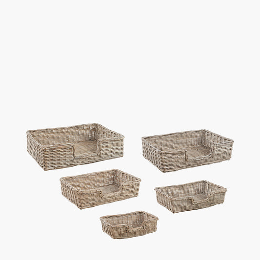 Tobs Set 5 Grey Kubu Rattan Basket Dog Beds