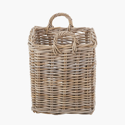 Tobs Set of 2 Grey Rattan Square Log Baskets