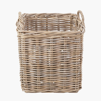 Tobs Set of 2 Grey Rattan Square Log Baskets