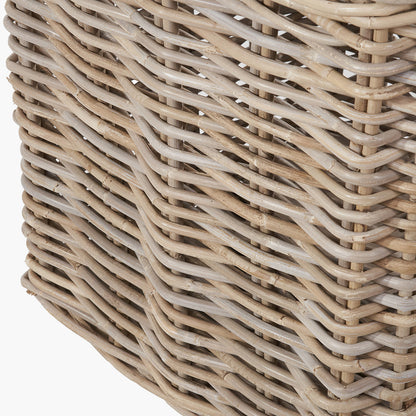 Tobs Set of 2 Grey Rattan Square Log Baskets