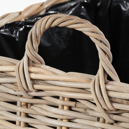 Tobs Set of 3 Indoor / Outdoor Grey Kubu Rattan Square Basket Planters with Handles
