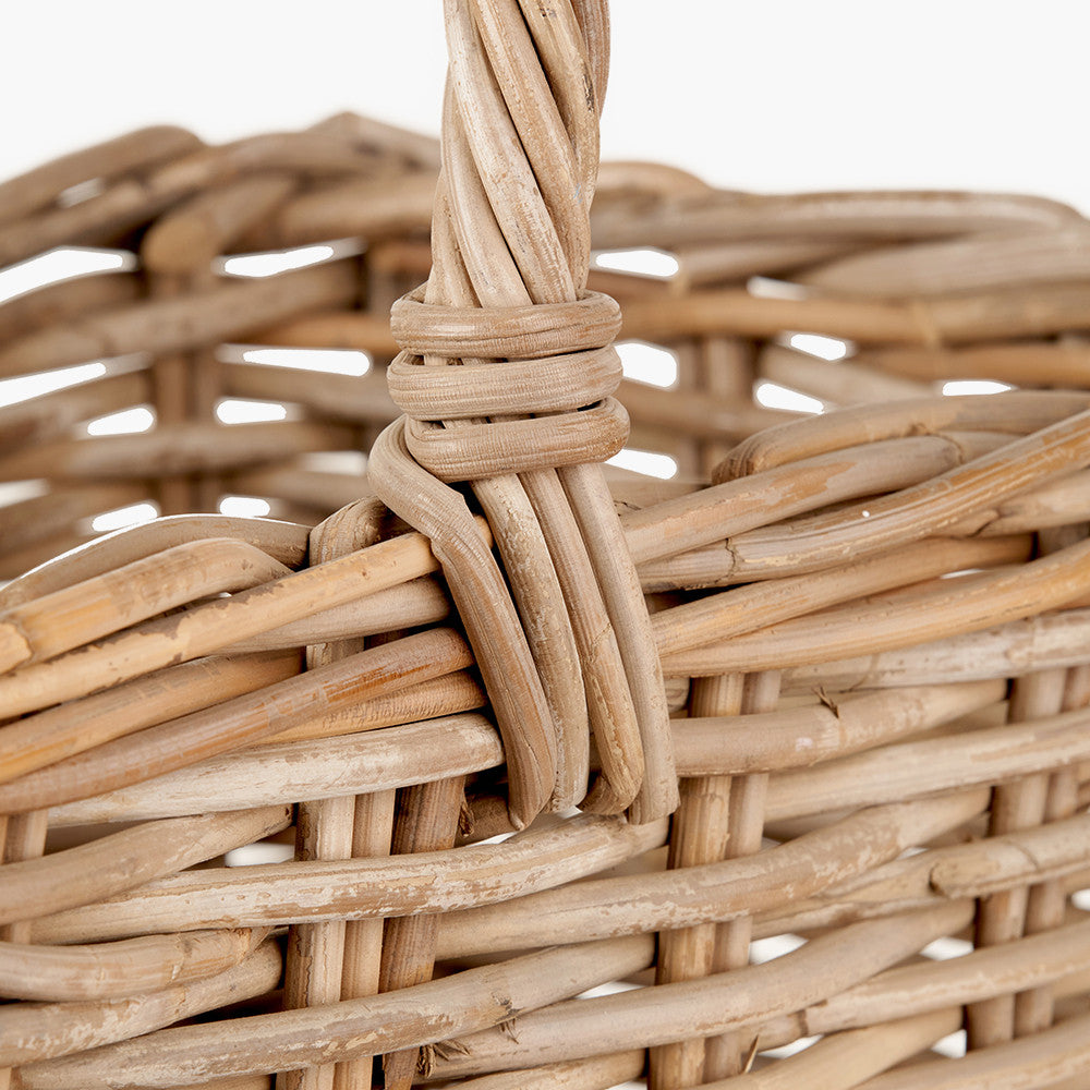 Grey Kubu Stair Storage Basket – Handwoven Rattan Home Organiser with Handle
