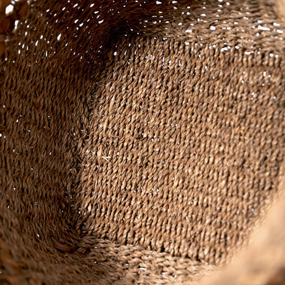 Set of 3 Seagrass and Water Hyacinth Natural Tall Round Baskets – Handwoven Rustic Storage for Every Room
