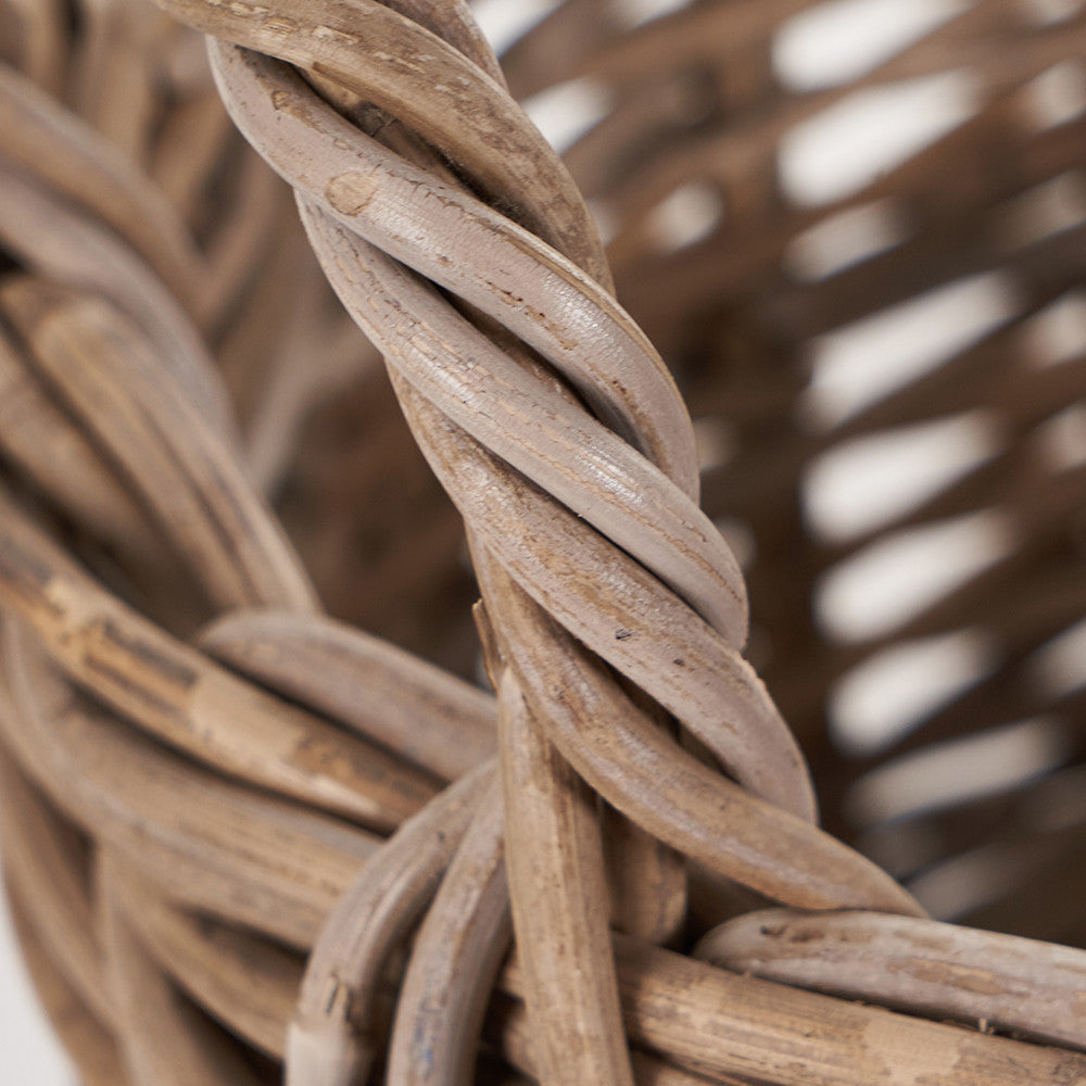 Set of 2 Grey Kubu Oval Baskets | Hand-Crafted Rattan Storage Baskets