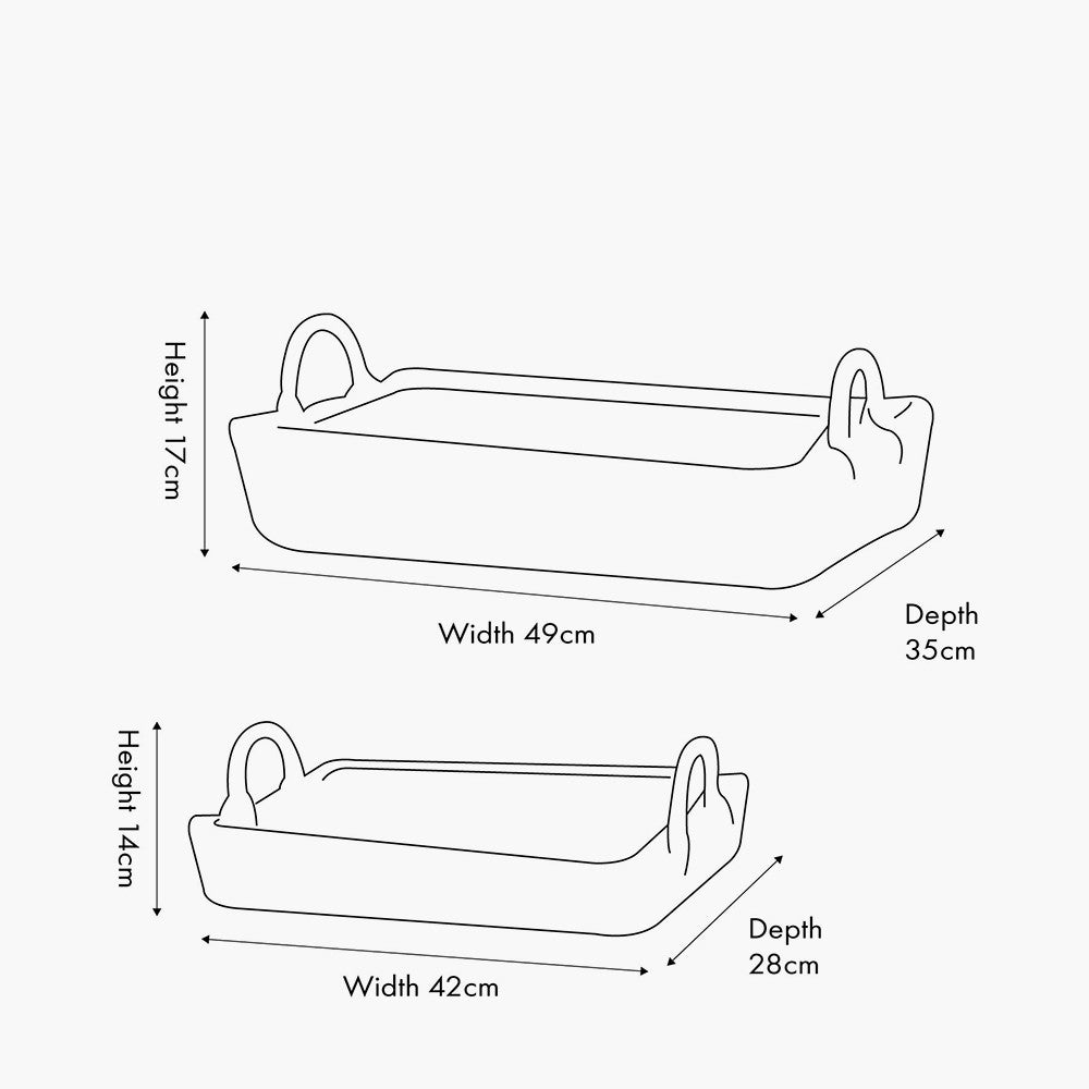 Set of 2 Grey Kubu Basket Trays | Hand-Crafted Rattan Storage & Décor