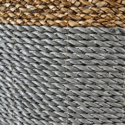 Set of 2 Banana Leaf Two Tone Natural and Grey Baskets – Handwoven Modern Storage for Stylish UK Homes