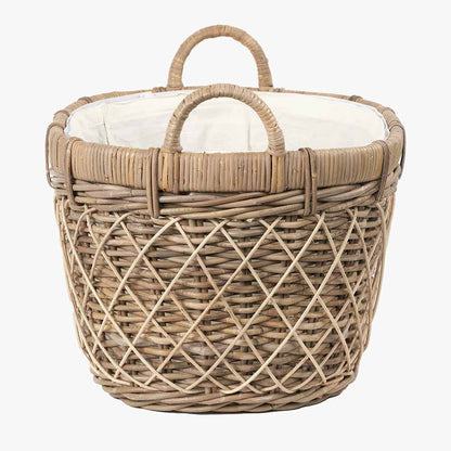 Brown Rattan Oval Handled Laundry Basket – Handwoven Natural Storage for Stylish UK Homes