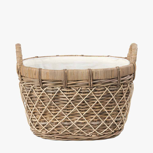 Brown Rattan Oval Handled Laundry Basket – Handwoven Natural Storage for Stylish UK Homes