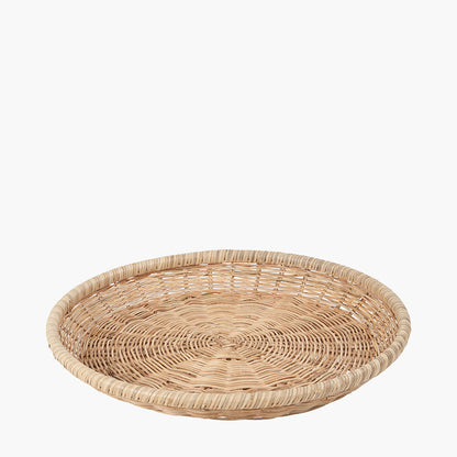 Natural Rattan Round Basket Tray – Handwoven Scandi-Style Décor for Modern UK Homes