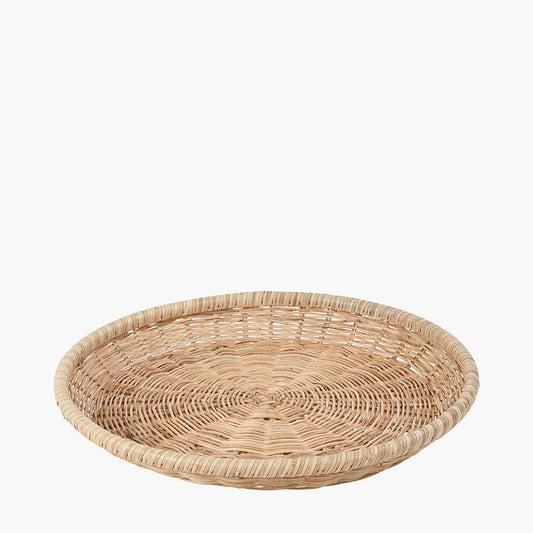 Natural Rattan Round Basket Tray – Handwoven Scandi-Style Décor for Modern UK Homes