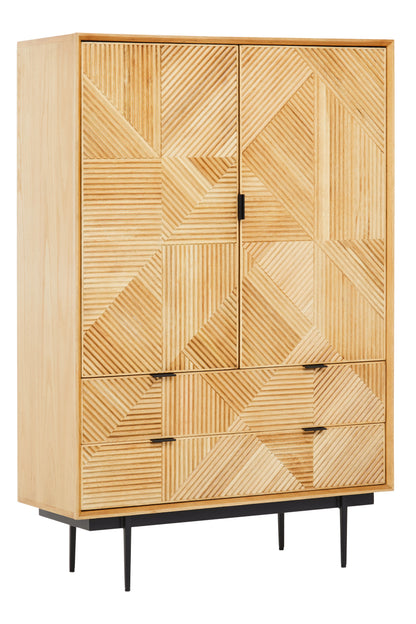 Shop the Natural Geometric Wooden Cabinet, a sophisticated blend of rustic charm and modern design. FREE UK Mainland Delivery Shop online today at www.nobleandnook.co.uk