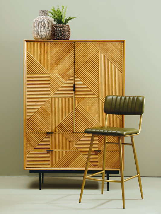 Shop the Natural Geometric Wooden Cabinet, a sophisticated blend of rustic charm and modern design. FREE UK Mainland Delivery Shop online today at www.nobleandnook.co.uk