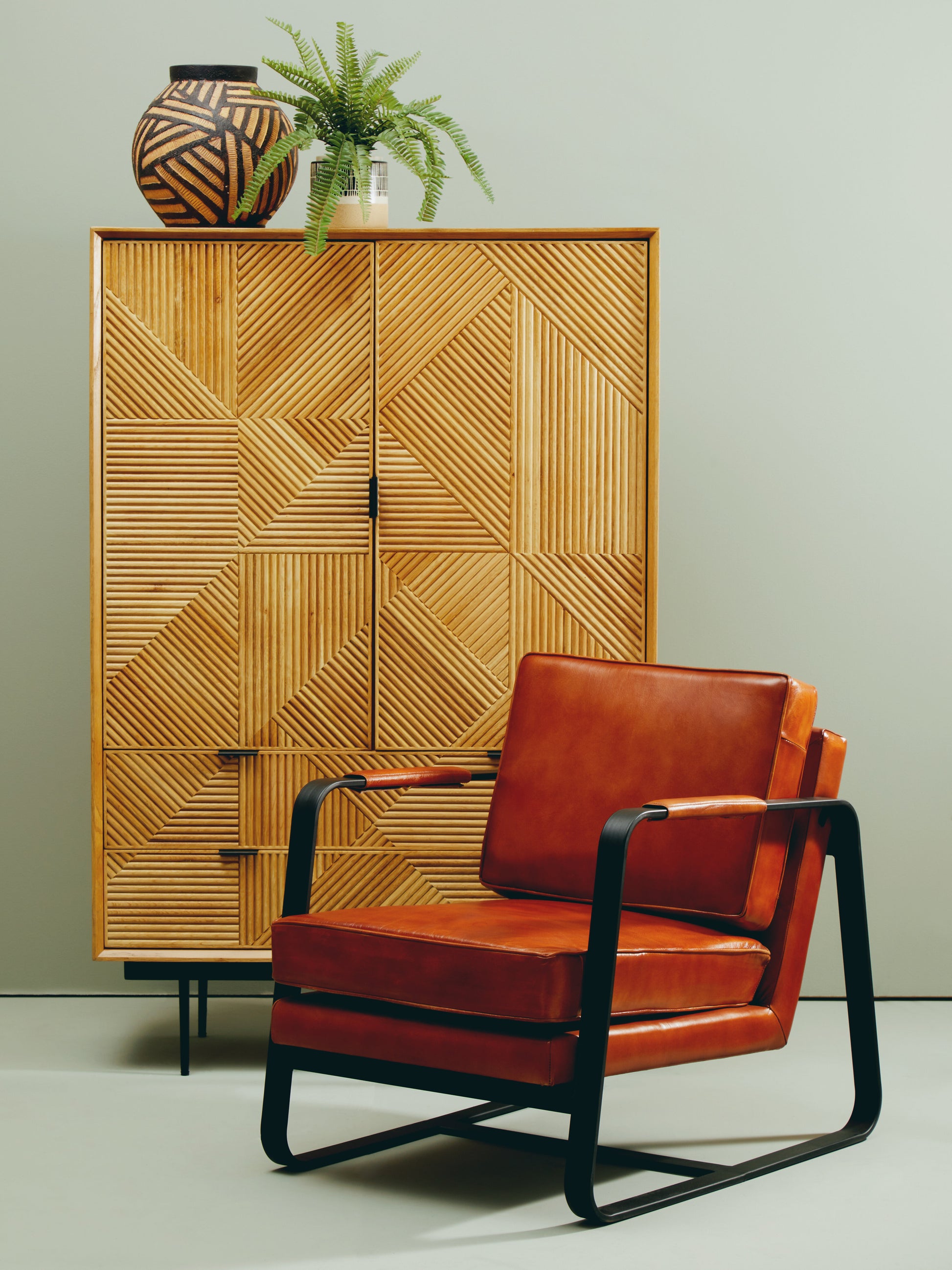Shop the Natural Geometric Wooden Cabinet, a sophisticated blend of rustic charm and modern design. FREE UK Mainland Delivery Shop online today at www.nobleandnook.co.uk
