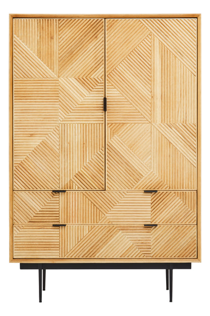 Shop the Natural Geometric Wooden Cabinet, a sophisticated blend of rustic charm and modern design. FREE UK Mainland Delivery Shop online today at www.nobleandnook.co.uk