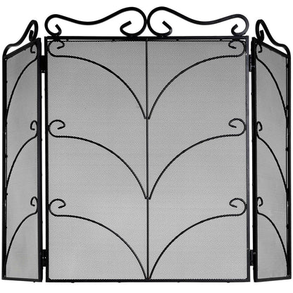 Heavy Large Black Ornate Fire Screen – Stylish and Durable Fireplace Guard