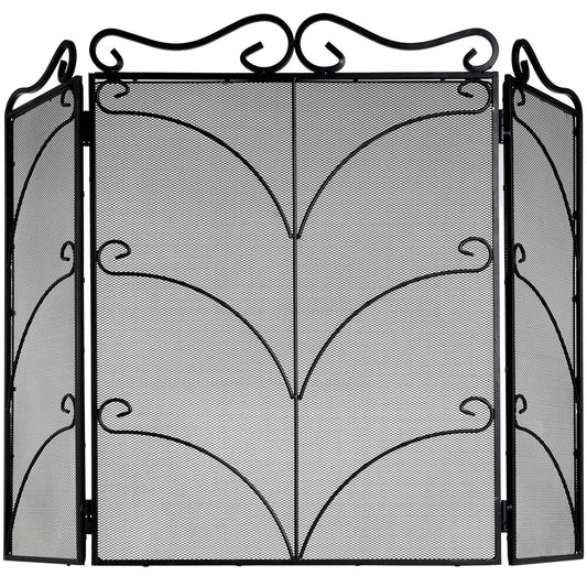 Heavy Large Black Ornate Fire Screen – Stylish and Durable Fireplace Guard