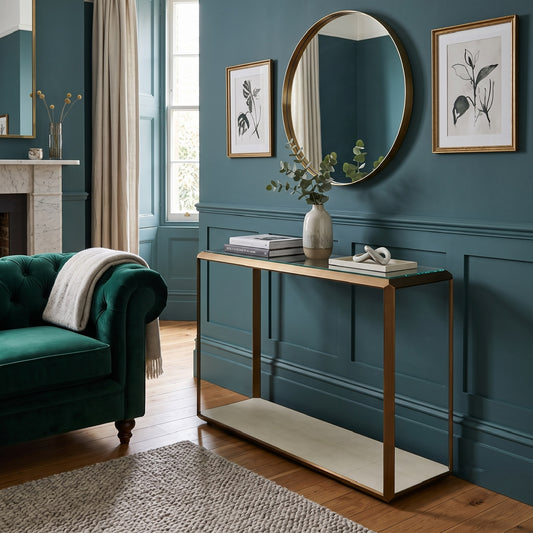 Elmley Console Table | Ivory Faux Shagreen