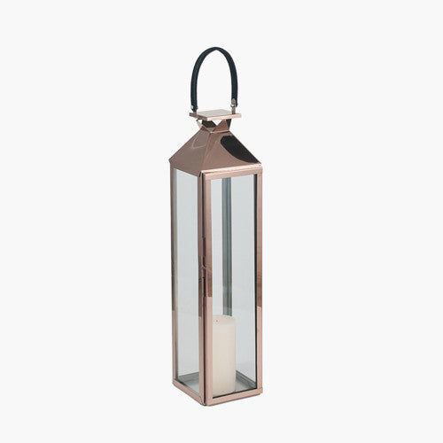 Copper Stainless Steel and Glass Lantern Medium