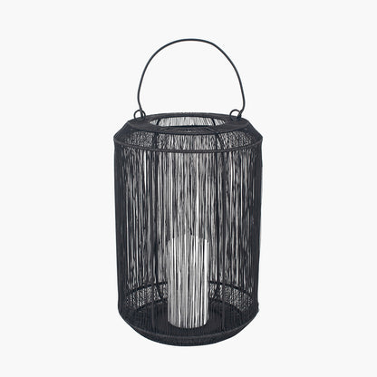 Black Metal Wire Lantern Medium – Modern Candle Holder for Ambient Home Lighting
