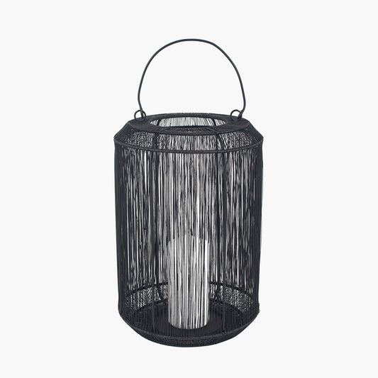 Black Metal Wire Lantern Medium – Modern Candle Holder for Ambient Home Lighting