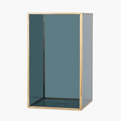 Brass Metal and Smoked Glass Panelled Square Hurricane Large – Timeless Modern Lantern