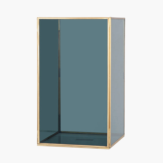 Brass Metal and Smoked Glass Panelled Square Hurricane Large – Timeless Modern Lantern