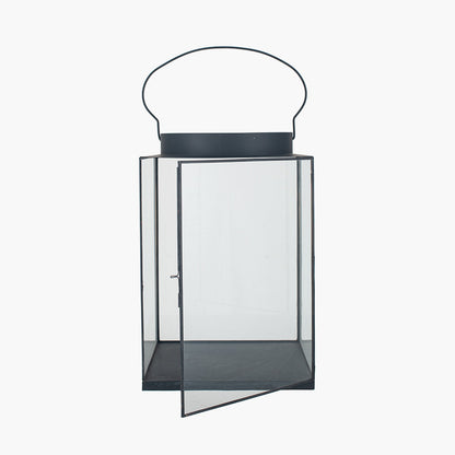 Black Metal and Glass Square Lantern Large – Modern Decorative Candle Holder