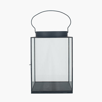 Black Metal and Glass Square Lantern Large – Modern Decorative Candle Holder