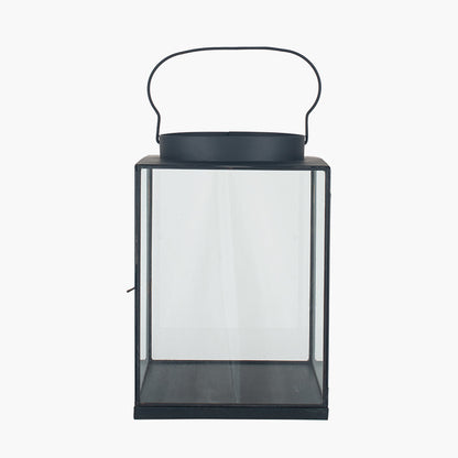 Black Metal and Glass Square Lantern Small – Modern Decorative Candle Holder