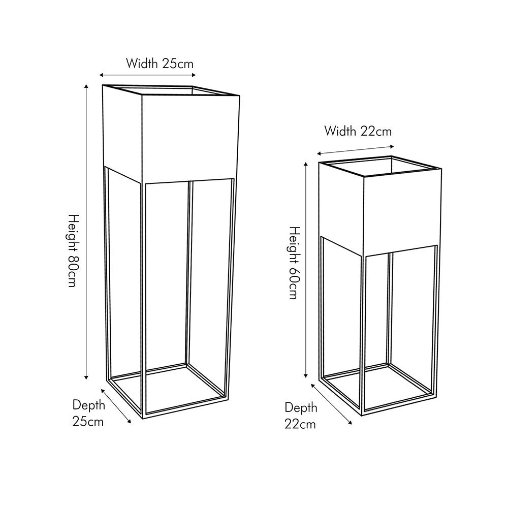 Set of 2 Graphite Metal Planters