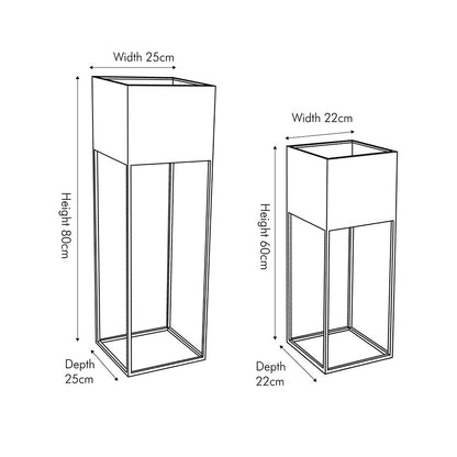 Set of 2 Graphite Metal Planters