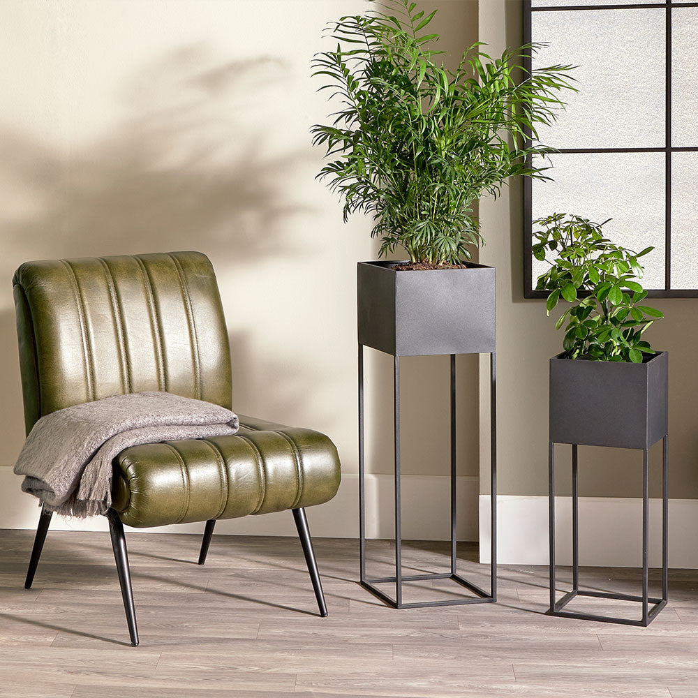 Set of 2 Graphite Metal Planters