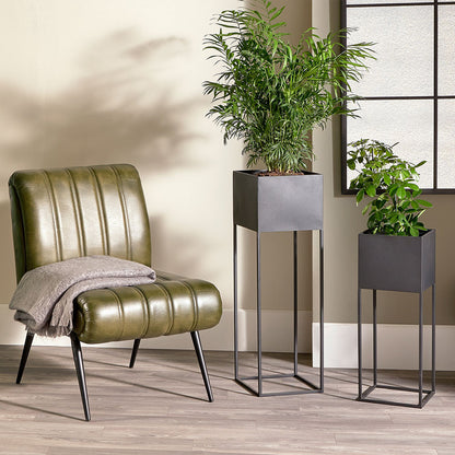 Set of 2 Graphite Metal Planters