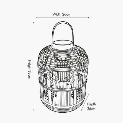 Black Bamboo and Glass Lantern Small – Contemporary Natural Elegance