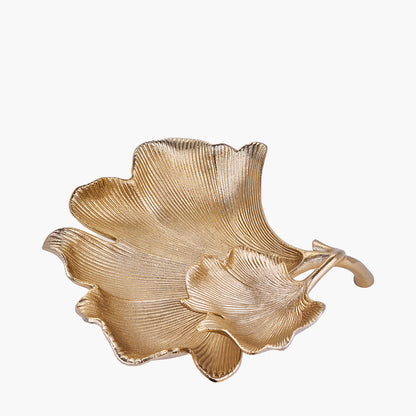 Gold Metal Dual Ginkgo Leaf Bowl – Luxurious Decorative Statement Piece for Modern Interiors