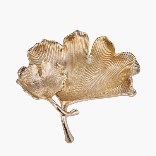 Gold Metal Dual Ginkgo Leaf Bowl – Luxurious Decorative Statement Piece for Modern Interiors