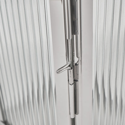 Silver Metal and Ribbed Glass Lantern Small – Elegant Contemporary Home Accent