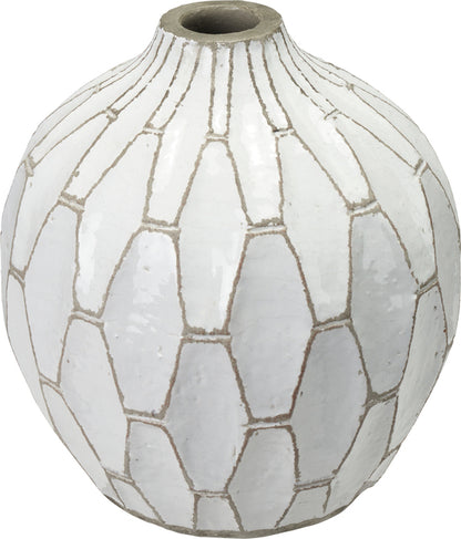 Gaudi White Stoneware Geometric Design Vase