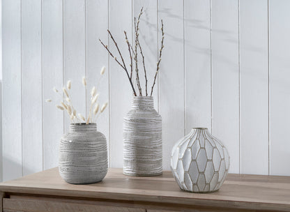 Gaudi White Stoneware Geometric Design Vase