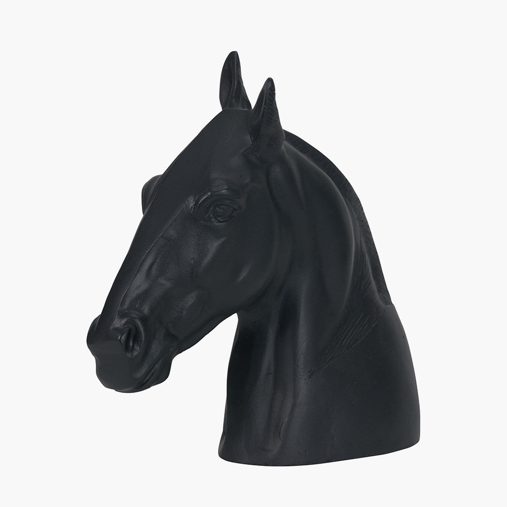 Black Metal Horse Head Sculpture – Statement Decorative Ornament