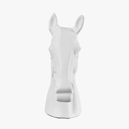 White Metal Horse Head Sculpture – Elegant Decorative Statement Piece