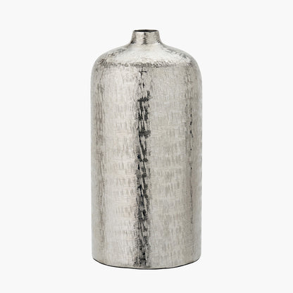 Silver Metal Hammered Vase Tall – Handcrafted Contemporary Statement Piece for Stylish Homes