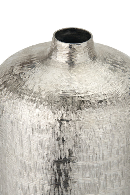 Silver Metal Hammered Vase Tall – Handcrafted Contemporary Statement Piece for Stylish Homes