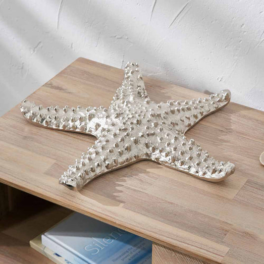 Silver Metal Starfish Ornament – Coastal Decorative Home Accent